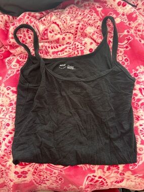 Aerie Black Ribbed Cropped Tank Top